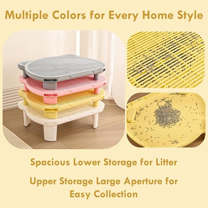 SpaceTime Cat Litter Mat Litter Trapping Mat,20.08"x15.94"x5.91"Large Dual-Layer Cat Litter Box Mat for Kitty,Floor Protection,Waterproof Urineproof(White)