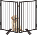 Metal Freestanding Dog Gates with Door for Outdoor Indoor,40'' Extra Wide 36'' Tall Free Standing Dog Gate for Doorways,Large Openings,Deck,Yard,Porch,Foldable Safety Pet Fence(Black,2 Panels)