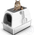 SuzziPaws Stainless Steel Litter Box Top-Entry Dog-Proof for Multi-Cats | XL Dark Grey Hooded Cat Litter Box with Filter & Scoop, Anti-Leakage High Walls Reduce Tracking for Multi-Cat Homes