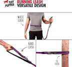 Tuff Pupper Hands Free Adjustable Length Dog Leash | Lightweight for Running Jogging Walking | Padded Waist Belt (24-50 inch) | Adjusts 3 to 6 Feet Length | Strong Ballistic Nylon w/Reflective Strips