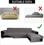 Easy-Going Reversible L-Shape Sectional Couch Cover, Large, Gray/Gray | Soft Sofa Slipcover For Dogs, Fits Left/Right Chaise Lounge Protector, Water Resistant Mat For Living Room