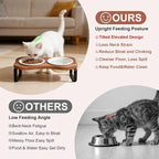 SPUNKYJUNKY Ceramic Elevated Tilted Dog Bowls Bone-Shaped Raised with 2 Height Iron Stand, 4.9'' Dog and Cat Food Water Bowls Set Non-Slip for Puppy Kitten Small Sized Breed - 7 OZ,Beige