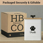 Dog Treat Container Airtight, 6"W x 8"H, Powder Coated, 12 Cup Capacity | Fits All Popular Treats, 12 Cup Capacity, Airtight Bamboo Lid, Easy Open Lid, Dent-Resistant Durable Metal Bone-Shaped Handle