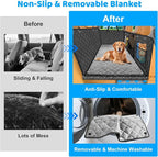 URPOWER Back Seat Extender for Dogs, Large Hard Bottom Dog Car Seat Cover | Supports 550 lbs, Stable 3-Panel Hard Bottom, Added High-Density Foam for Comfort, Waterproof 900D Oxford, 45% More Space