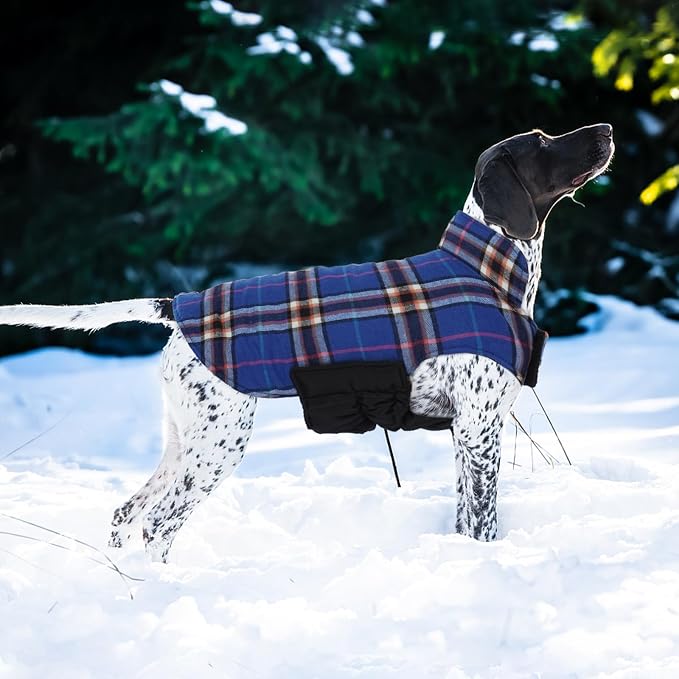 Kuoser Warm Dog Coat, Waterproof Dog Jacket for Extra Large Dogs, Navy 3XL | Adjustable Durable XXXL Doggie Winter Coat Reversible Puppy Cold Weather Apparel for Large Breed
