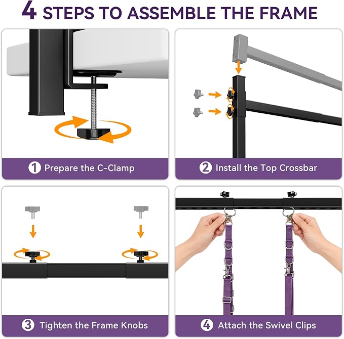 Dog Grooming Arm for Table, H-Shape Adjustable Grooming Stand, 42" Height & 26"–50" Width, Clamp-On Pet Grooming Arm with Grooming Loop and Belly Strap Set for Home Grooming, Nail Trimming & Drying
