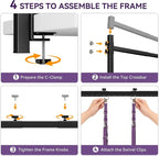 Dog Grooming Arm for Table, H-Shape Adjustable Grooming Stand, 42" Height & 26"–50" Width, Clamp-On Pet Grooming Arm with Grooming Loop and Belly Strap Set for Home Grooming, Nail Trimming & Drying