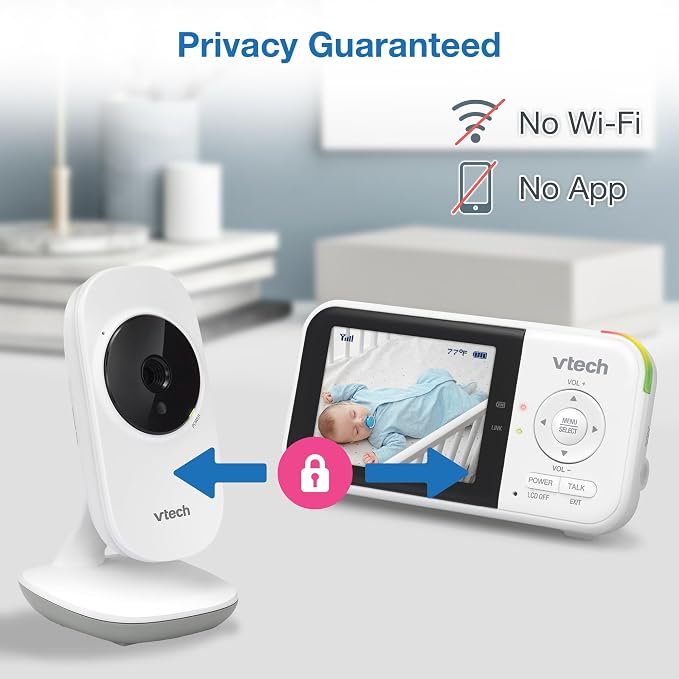 VTech Baby Monitor No WiFi with 2 Cameras – 19-Hour Battery, Patrol Mode for Twins & Two Rooms, 1000ft Range, Auto Night Vision, Two-Way Talk, Temperature Sensor | VM819-2
