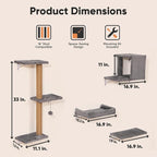 FUKUMARU Cat Wall Shelves, 4 in 1 Set, Light Gray | Stable & Safe Cat Walls Furniture, Wooden Kitten Climbing Wall with Scratching Post for 16 Inch Drywall