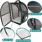 PetAmi Dog Backpack Carrier for Small Medium Dogs Large Cats up to 18 lbs, 2 Side Entry, Structured No-Collapse Frame, Airline Approved Ventilated Pet Backpack for Hiking Camping Travel, Charcoal