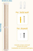 Aechonow 34" Cat Scratching Post, Sisal Wall Mounted Cat Scratcher for Cats | Cat Wall Climber, Cat Wall Scratcher, Cat Wall Furniture for Indoor Cats, Natural Sisal, Tall & Sturdy, Rabbit Velvet
