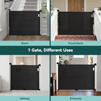 Babepai Retractable Baby Gates for Stairs, Retractable Dog Gate for Indoor/Outdoor Use | Child Gates for Doorways, Deck, Porch, Hallways, Patio (Black, 55" Wide 34" Height)