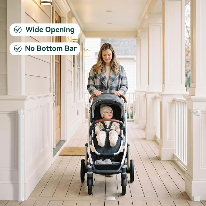 Babepai Retractable Baby Gates for Stairs, Retractable Dog Gate for Indoor/Outdoor Use | Child Gates for Doorways, Deck, Porch, Hallways, Patio (White, 72" Wide 34" Height)