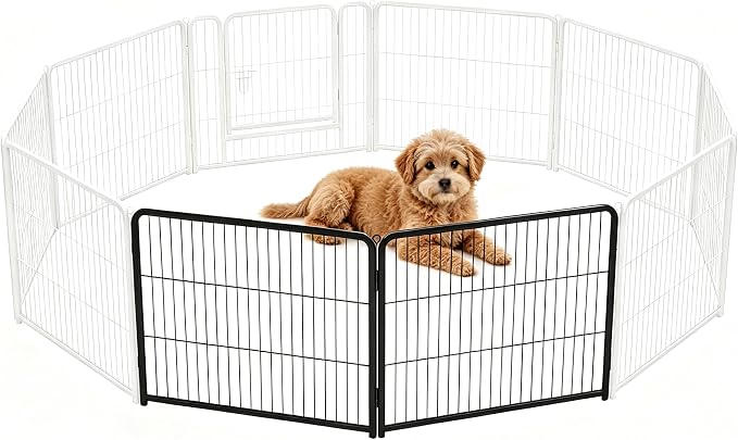 NEWBULIG Dog Playpen for Indoor 24 Inch 2 Panels - Portable Heavy Duty Metal Pet Exercise Pen, Foldable Small Dog Puppy Playpen Fence for Outdoor RV, Camping, Yard, Garden