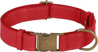 AirTag Dog Collar - Genuine Leather Dog Collar with Apple AirTag Holder and Metal Buckle - Smart GPS Tracking Pet Collars (Red, XS, 9"-12" Neck Fit)