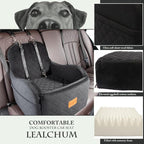 Lealchum Dog Booster Car Seat for Small/Medium Dogs Up to 35lbs,Elevated Cushion Fits in Front/Back Seat,Fully Detachable and Washable,2 Storage Pockets & Dog Leashes,Easy to Install(Black,Medium)
