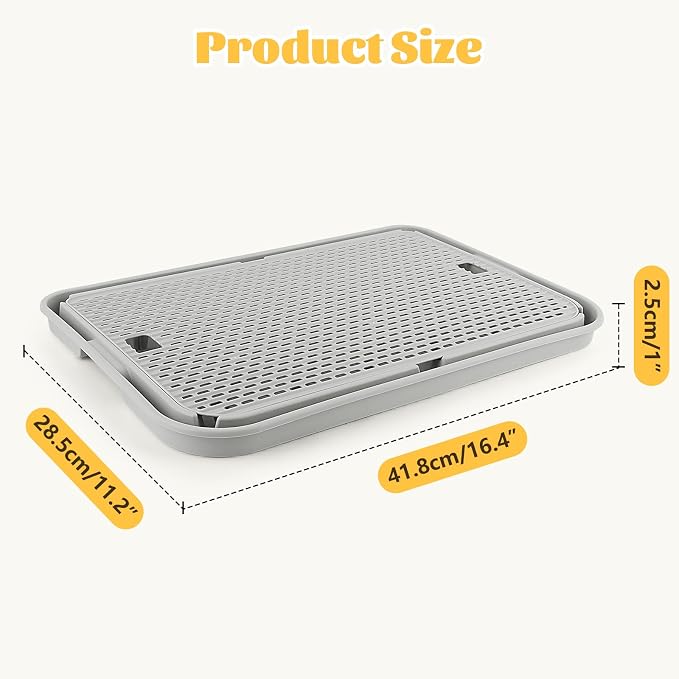 Cat Litter Box Step, Large Cat Step Ramp with Filter Function, Grey | Double Layer Litter Box Ramp, Litter Catcher for Kittens & Elderly Cats, Non-Slip Cat Litter Mat Pedal, Easy to Clean
