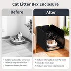 Aokeyee Black Waterproof Cat Litter Box Enclosure Splash Guard | 27.16x21.65x16.53, Removable PVC Mat with 2 Hooks, Foldable Anti-Leakage Dust Control