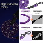 BEAUTYZOO Heavy Duty Rope Dog Leash 6 Pack, 5FT Nylon Pet Lead With Reflective Thread, Soft Padded Handle for Large Medium Dogs Small Puppy