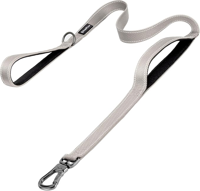 PetiFine 5FT Heavy Duty Dog Leash with Soft Padded Double Handle | Traffic Handle Extra Control,Auto Lock Hook,Reflective Nylon Walking Lead for Large,Medium,Small Breed Dogs