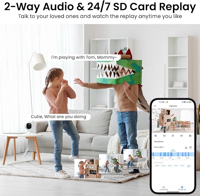 AOQEE 2K Indoor/Outdoor Camera, IP65 Water Resistant & White Light, C1 4Pcs | 2.4G Security Camera Outdoor with Color Night Vision, Human Detection, 2-Way Talk, 24/7 TF Card & Cloud Recording, Plug in