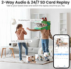 AOQEE 2K Cameras for Home Security, Indoor/Outdoor, Full Color, C1 2Pack | 2.4G Wired Outdoor/Indoor Camera for Dog/Cat/Pet/Baby, Color Night Vision, Home Security with White Light, 24/7 TF Recording