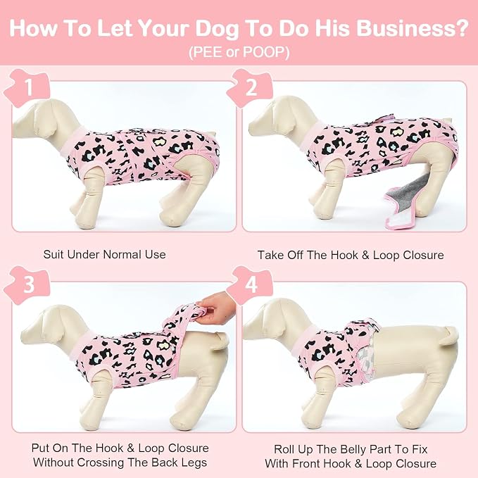Kuoser Dog Recovery Suit After Surgery, Spay Neuter Surgical Suit for Dogs | Post Surgery Anti-Licking Dog Onesie Protects Wounds and Incisions, E-Collar & Cone Alternative Bodysuit for Female Male Dogs