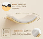 Cat Wall Shelf with Curved Hammock Bed, Wall Mounted Cat Perch | Space-Saving, Floating Cat Wall Bed with Beige Soft Cushion, Wall-Mounted Cat Furniture for All Cat Breeds Sleeping & Playing
