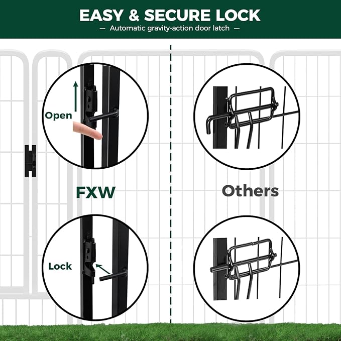 FXW Rollick Dog Playpen with Fence-to-Wall Anchors, 40" H, 8 Panels | Heavy-Duty & Easy setup Play Area, Flexible Boundaries, Indoor & Yard, For Medium & Large Dogs, Patented