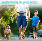 Uppetly Hands Free Dog Running Leash with Zipper Pouch, Dual Handle, Elastic Bungees Retractable Rope for Medium and Large Dogs, Waist Bag Pack Carry Phones for Walking Hiking Biking (Large, 25-120lb)