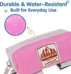 Dog Poop Bag Holder for Leash, Large-Capacity Canvas Pouch, Pink | Holds one bag roll, keys, treats, and small essentials with quick access, secure straps, and water-resistant canvas