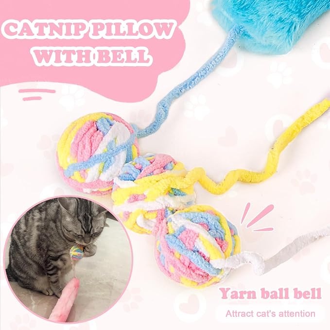 Cat Kicker Toy Large 3pcs, Cat Catnip Toys with Bell | Interactive Kitten Toys for Indoor Cats 14.6in/37cm