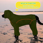 ADINIKIA Dog Raincoat, Waterproof Rain Jacket with Removable Hood,Green S | Leash Hole/ Reflective Stripe/Adjustable 4 Legs Rainsuit/Full Coverage/ Snowproof Windproof/ For Small to 3X-Large Dogs