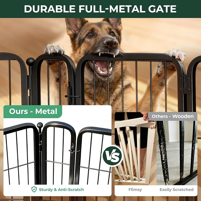 FXW Dog Gate, Extra Wide Adjustable for Openings Up to 111", 45" H | Flexible Space Control, Easy Walk-Through Access, 3 Panels + 1 Gate, For Large Dogs, Garage Use