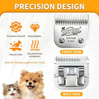 Size 5FC Detachable Pet Grooming Clipper Blade with Ceramic Cutter, 6.3mm 1/4 Inch Cut Length, Silver, Compatible with Andis, Oster A5, Wahl KM10, 3 Pack