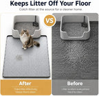 Cat Litter Mat, 40"x28" Extra Large, Waterproof Non Slip, Urine Proof & Easy Clean, Floor Protection Pad for Cat Litter Box Light Gray