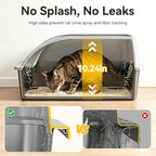 2-Pack XL Stainless Steel Cat Litter Box for Large Multi-Cat, Gray | High Sides, Extra Large Tall Wall Open Top Deep Metal Pan, Anti-Leak Non-Stick Odor Control, 2 Scoops Included