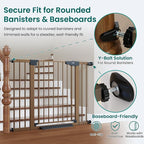 Cumbor 2 Pack 30-46" Baby Gate for Stairs, Mom's Choice Awards Winner-Auto Close Dog Gate for doorways, Easy Install Pressure Mounted Pet Gates Indoor, Easy Walk Thru Wide Safety Gate for Dog, Brown