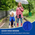 BRKURLEG Dog Raincoat, Waterproof Rain Jacket with Hood, Blue, M | Adjustable Windproof Rainproof Jacket with Leash Hole, Reflective Breathable Rain Coat Poncho, for Small to Large Dogs
