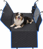 Dog Car Seat Cover for Back Seat, Waterproof, Scratchproof, Nonslip, Dog Hammock for Car, Safety Harness Included, Seat Covers for Pet Dogs, Truck & SUV Size (Black/Blue)