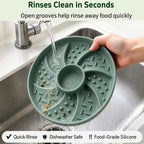 Slow Feeder Dog Bowl Silicone Suction Cup Anti Spill Dogs Cats Green | strong suction base prevents sliding, extends mealtime, reduces anxiety, textured surface, dishwasher safe