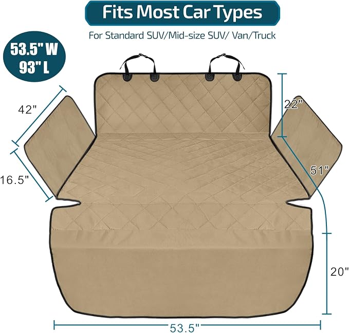 Veckle SUV Cargo Liner for Dogs - Trunk Cover with Bumper Flap Protector | Waterproof Pet Cargo Cover with Side Flaps, Dog Car Seat Cover with Non-Slip Trunk Mat, Prevents Scratches Pet Hair Mud Dirt