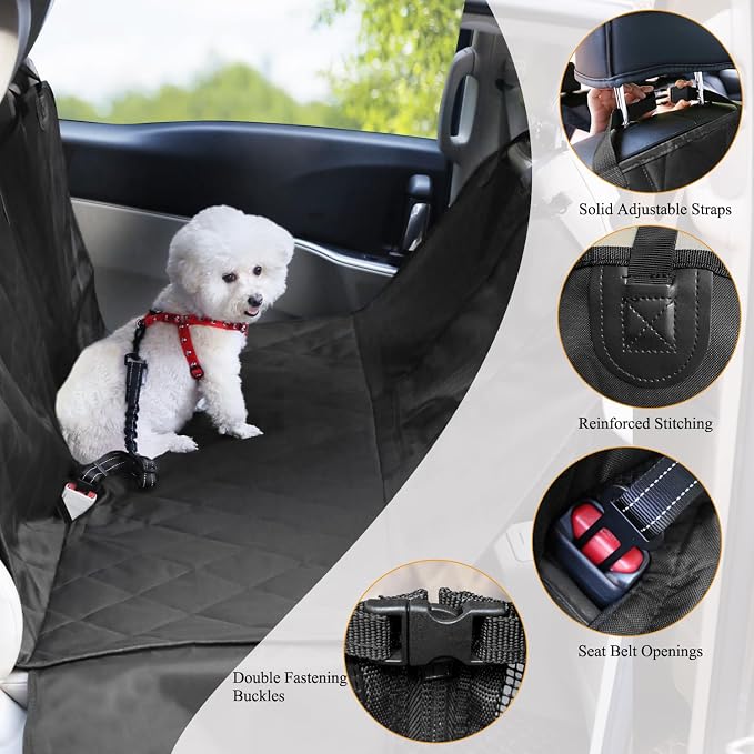 VIVAGLORY Dog Seat Cover for Back Seat, Mesh Visual Window with Extra Strap & Buckles for Safety, Heavy Duty Car Seat Covers with Side Flaps, Universal fit for Most Cars, Black S | Seat Cover for Car Suv & Truck, Back Backseat Split Hair Resistant Prot...