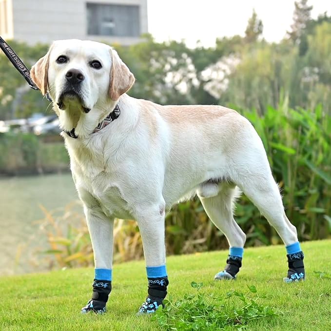 KOOLTAIL Dog Socks Shoes for Hot Pavement to Prevent Licking Paws, Winter Dog Boots&Paw Protector for Hardwood Floors Anti Slip,Traction Control Grip Booties for Small Medium Large Senior Dogs,Blue XL