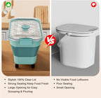 Rice Storage Container, Collapsible Airtight Food Storage Containers 20-30lbs with Clear Lid and Wheels, Rice Dispenser with Scoop for Flour Cereal Pasta Grain, Cat Pet Bird Dog Food Storage Container