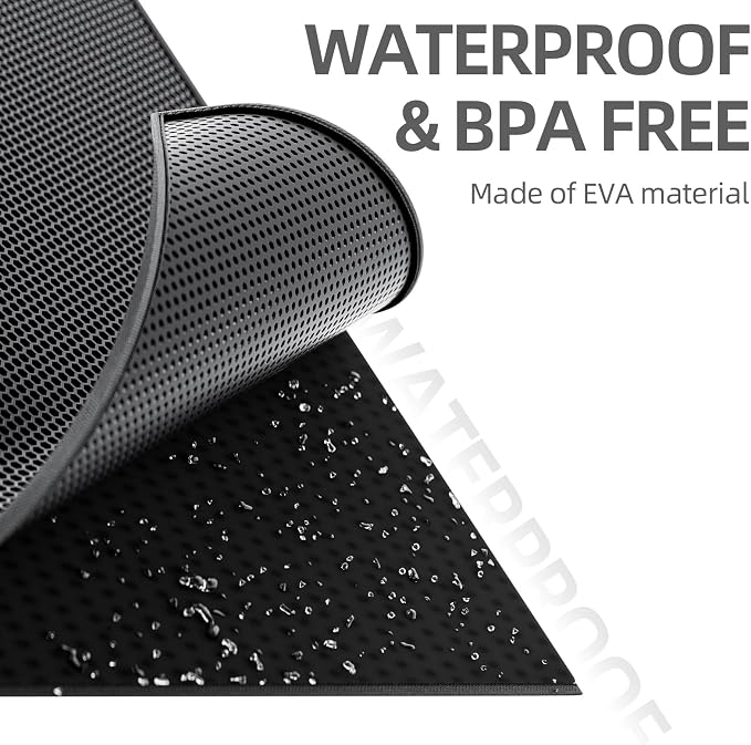 ESTHELLO Cat Litter Mat Honeycomb Double Layer Design 30’’ x 24’’ Black
