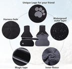 Geyecete Dog Winter Coat Geyecete Greyhound Raincoat Fabric with Lamb Velvet Inside Outdoor Dog Apparel with Adjustable Bands for Medium, Large Dog-Black-XS