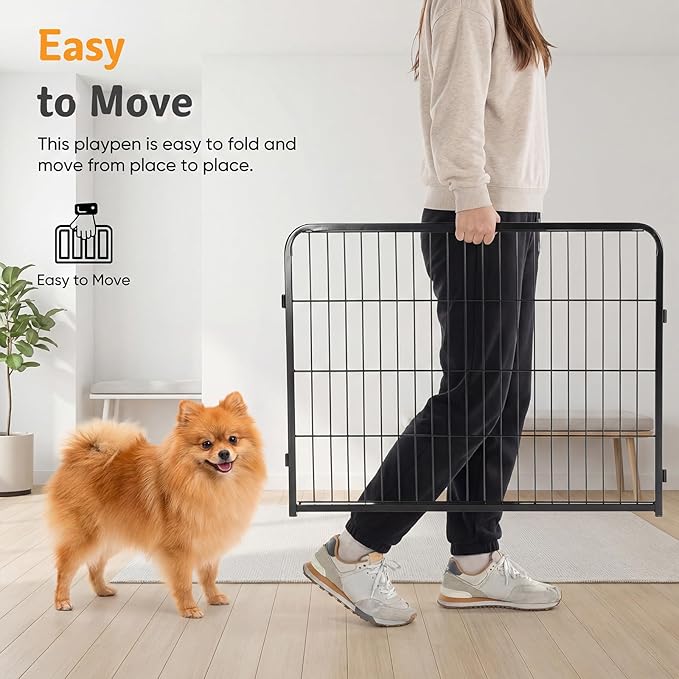 NEWBULIG Dog Playpen for Indoor 32 Inch 4 Panels - Portable Heavy Duty Metal Pet Exercise Pen, Foldable Small Medium Dog Puppy Playpen Fence for Outdoor RV, Camping, Yard, Garden