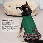 KYEESE Dog Sweater Dress Turtleneck Thick Knit Pullover for Cold Weather | Stretchy Fit, Lightweight & Warm, Cozy Knit Comfort, Cute Bow Accent, Gentle on Sensitive Skin, Comfortable Daily Wear
