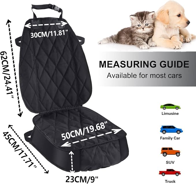 AsFrost Dog Seat Cover Cars Trucks SUVs, Thick 600D Heavy Duty Pets Car Seat Cover, Waterproof & Wear-Resistant Durable Nonslip Backing & Hammock Convertible, Black, 2 Pack | Thick 600D Oxford, Heavy Duty, Waterproof & Wear-Resistant, Durable Nonslip B...